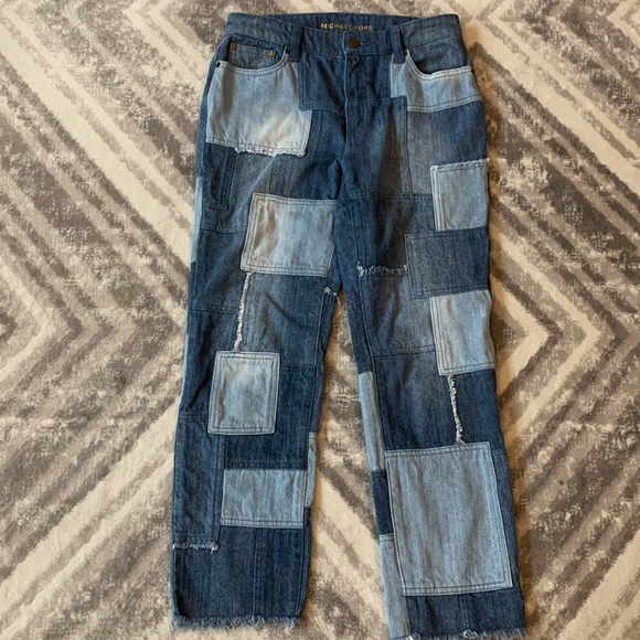 Michael Kors Patchwork Jeans Sz 4 frayed hem - Picture 3 of 12